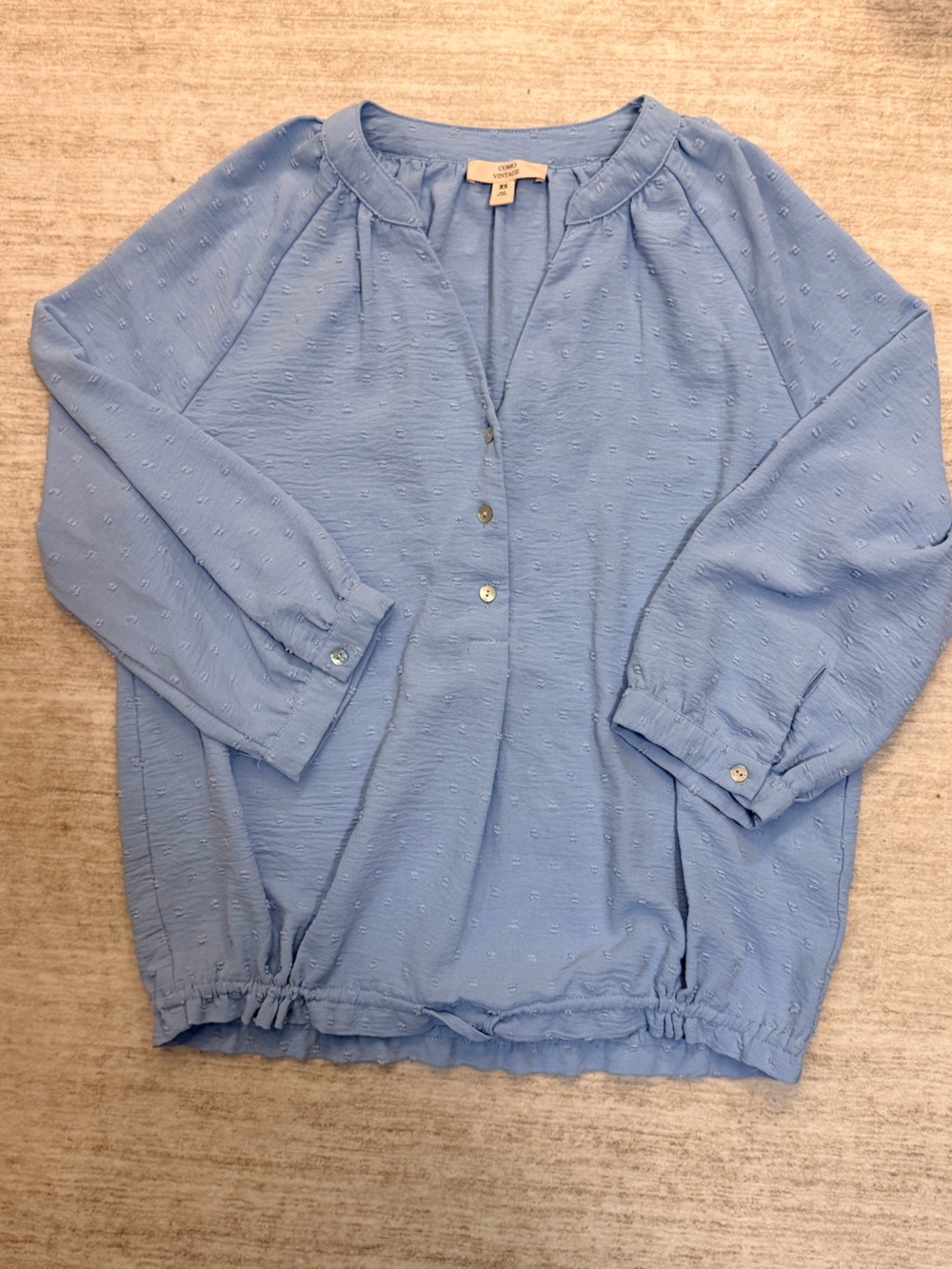 Como Vintage Light Blue Textured Blouse
